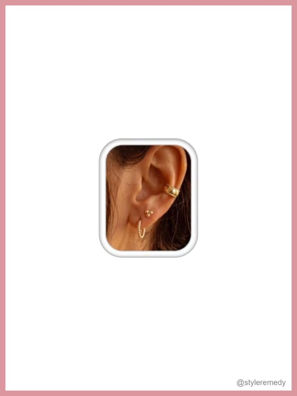 Sterling Silver Post Chunky Gold Plated Hoop Stud Ear Cuff Set Women